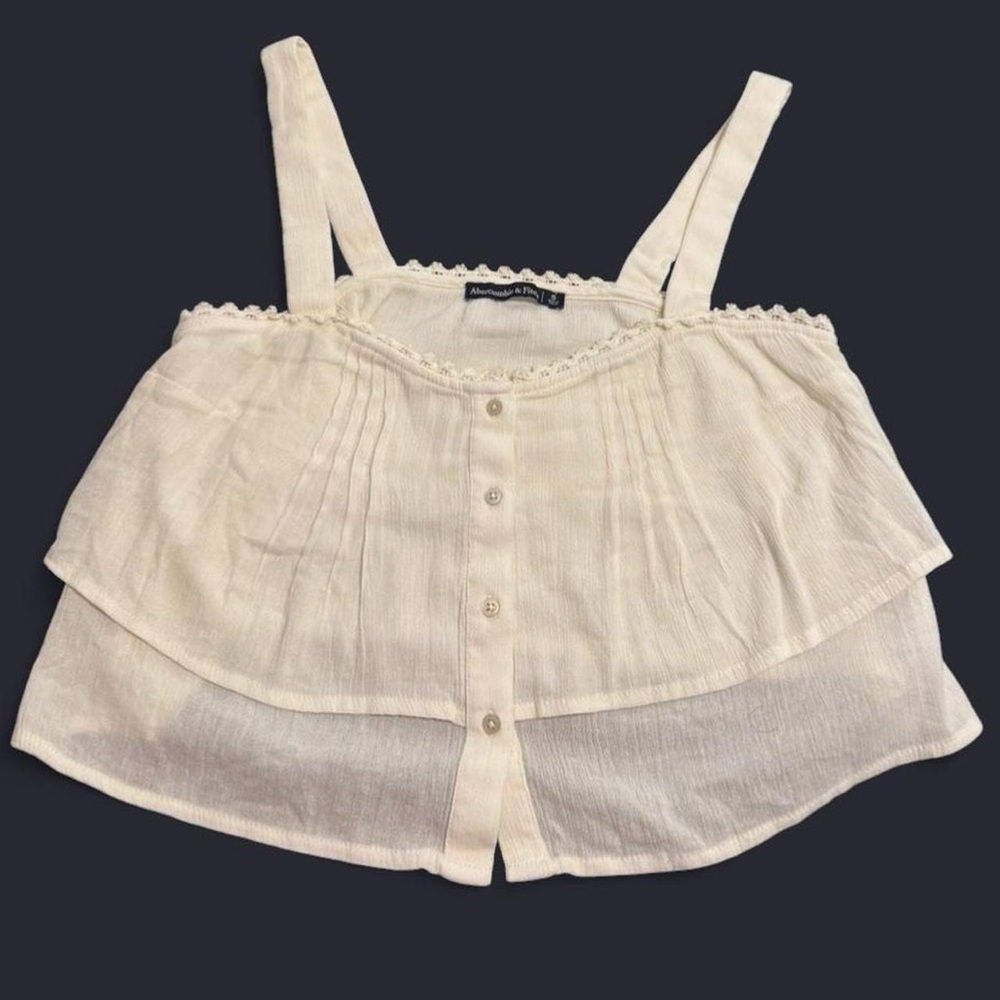 Abercrombie & Fitch Women's Cream Sleeveless Top Size Small Fairy boho layering
